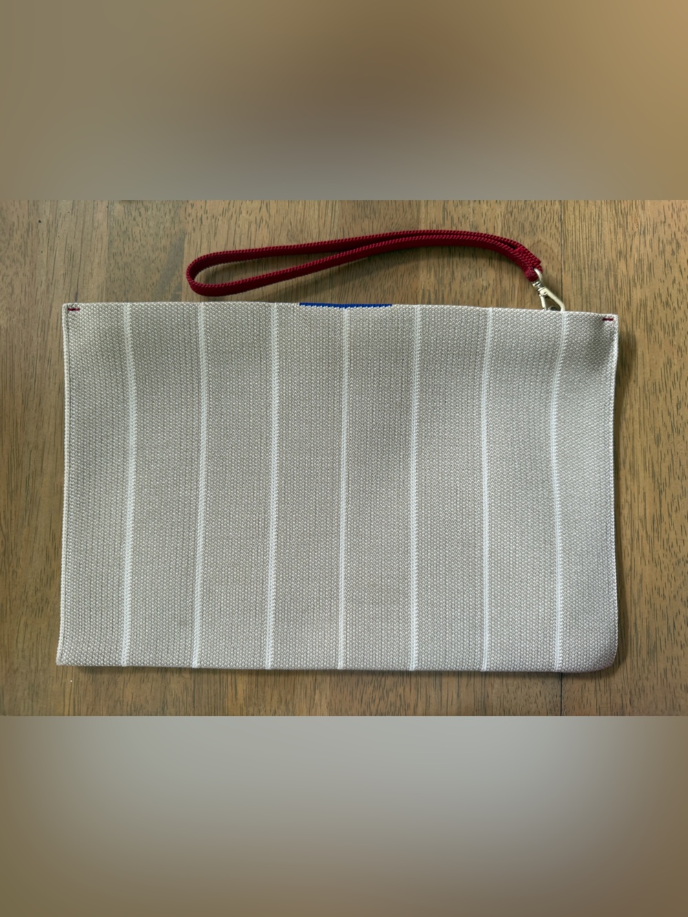 Rothys beige/white striped wristlet pouch wallet